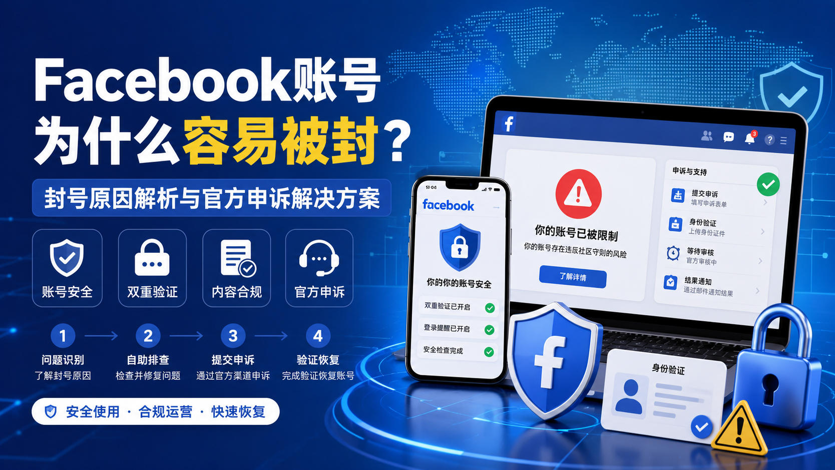 Facebook账号为什么容易被限制、锁定或停用？封号了如何解决？